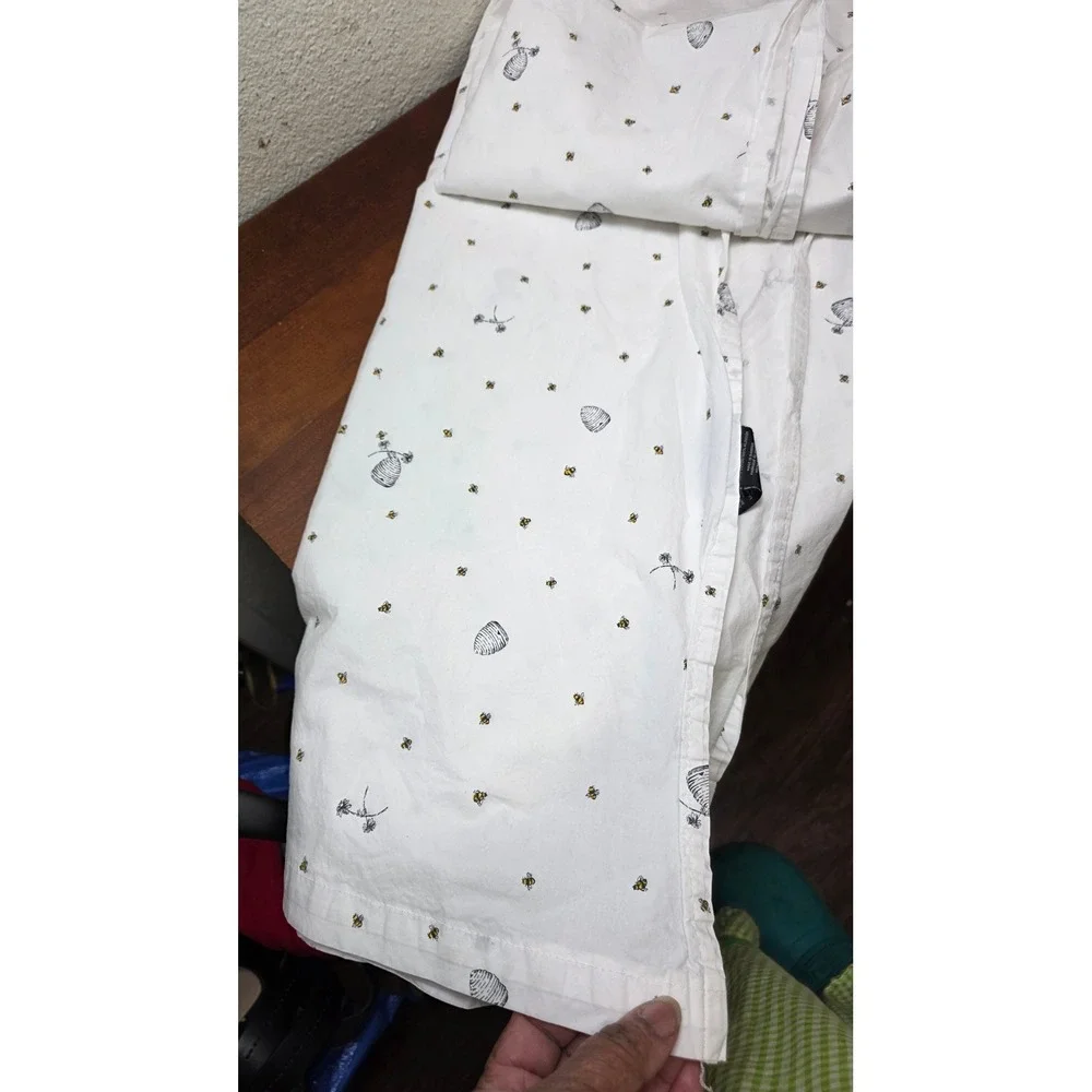 Lauren Ralph Lauren Bee Full Flat Sheet White Beehive Print‎ Cottagecore Bedding